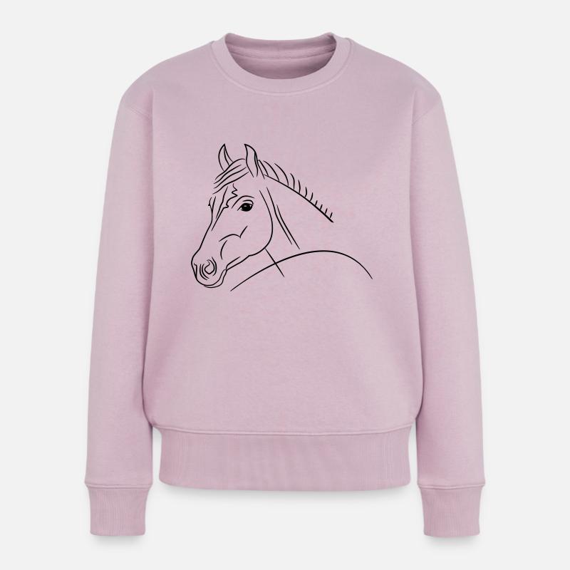 Illustration de tête de cheval - Pull Premium bio Femme - rose poudré