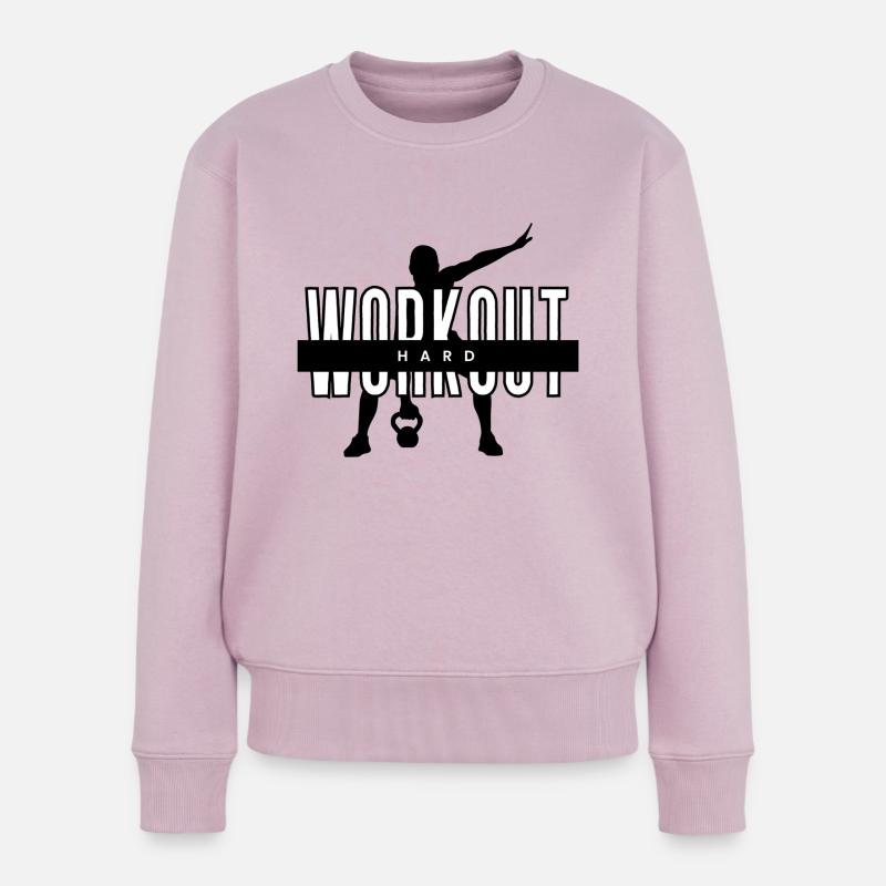 Workout Hard Kettlebell - Frauen Premium Bio Pullover - Altrosa