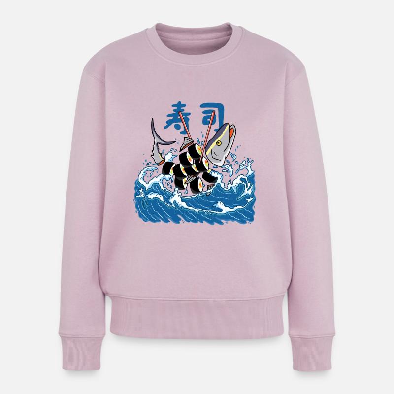 Sushi de thon dans la vague - Pull Premium bio Femme - rose poudré
