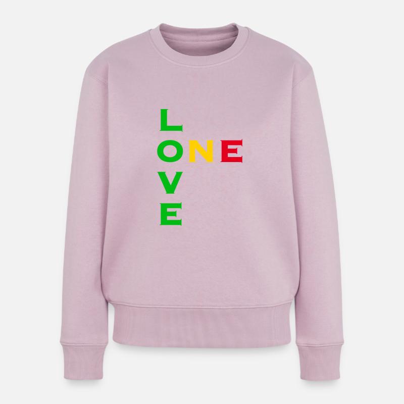 One love - vert jaune rouge - Pull Premium bio Femme - rose poudré