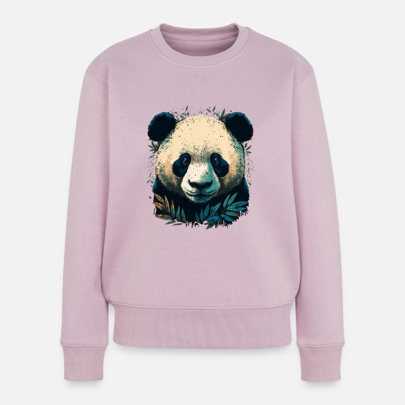 Panda mit Bambusleaths - Frauen Premium Bio Pullover - Altrosa