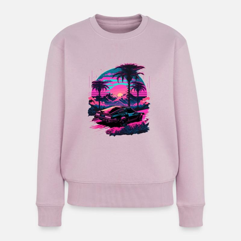 Vaporwave-Palme - Frauen Premium Bio Pullover - Altrosa
