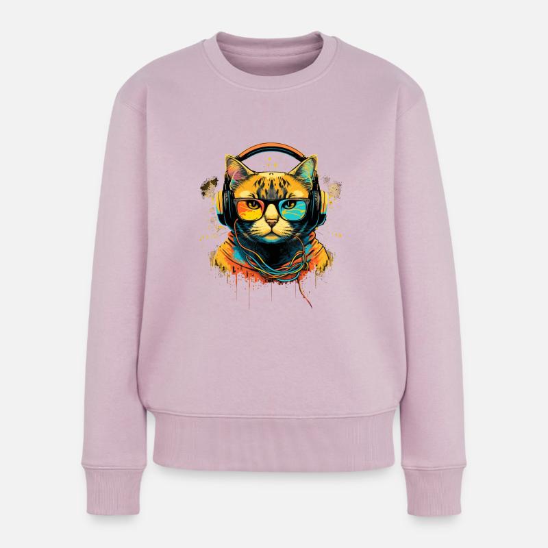 DJ Katze - Frauen Premium Bio Pullover - Altrosa