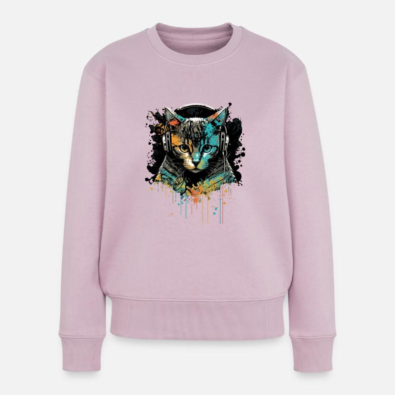 Katzenkopf - Frauen Premium Bio Pullover - Altrosa