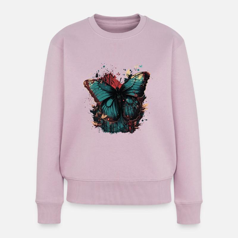 Schmetterling im Wald - Frauen Premium Bio Pullover - Altrosa