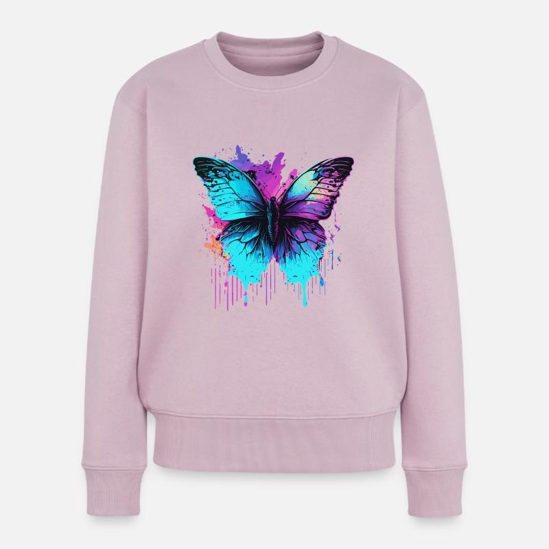 Brillant dans le papillon bleu - Pull Premium bio Femme - rose poudré