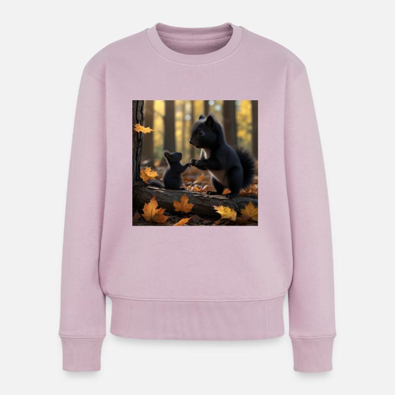 Mutter Eichhörnchen und ihr Baby Kanada - Frauen Premium Bio Pullover - Altrosa