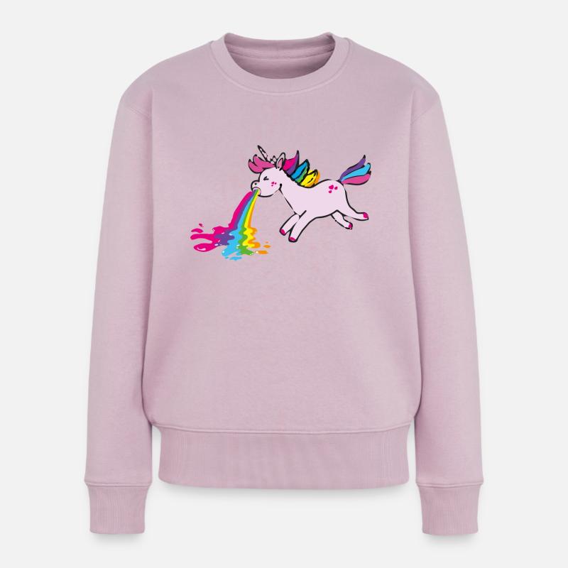 kotzendes Einhorn, unicorn,regenbogen, einhorn - Frauen Premium Bio Pullover - Altrosa