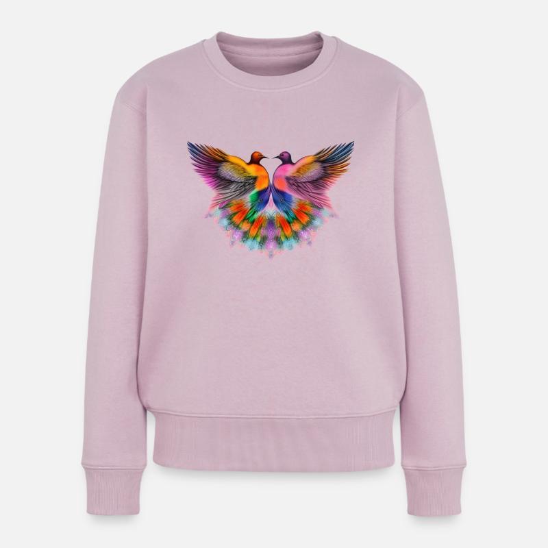 Regenbogenvögel einer Feder - Frauen Premium Bio Pullover - Altrosa