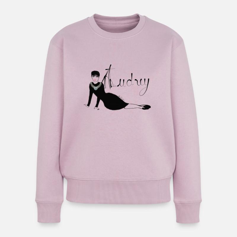 Audrey hepburn Illustration Skiair Eiffelturm - Frauen Premium Bio Pullover - Altrosa