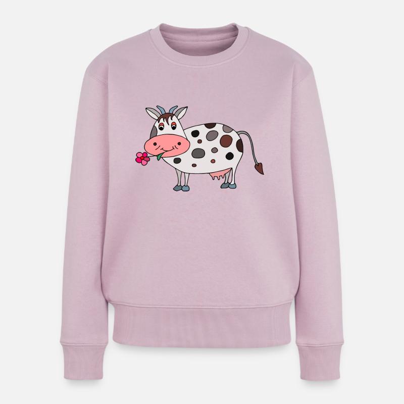 Kuh - Frauen Premium Bio Pullover - Altrosa