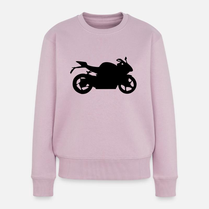 motorrad silhouette - Frauen Premium Bio Pullover - Altrosa