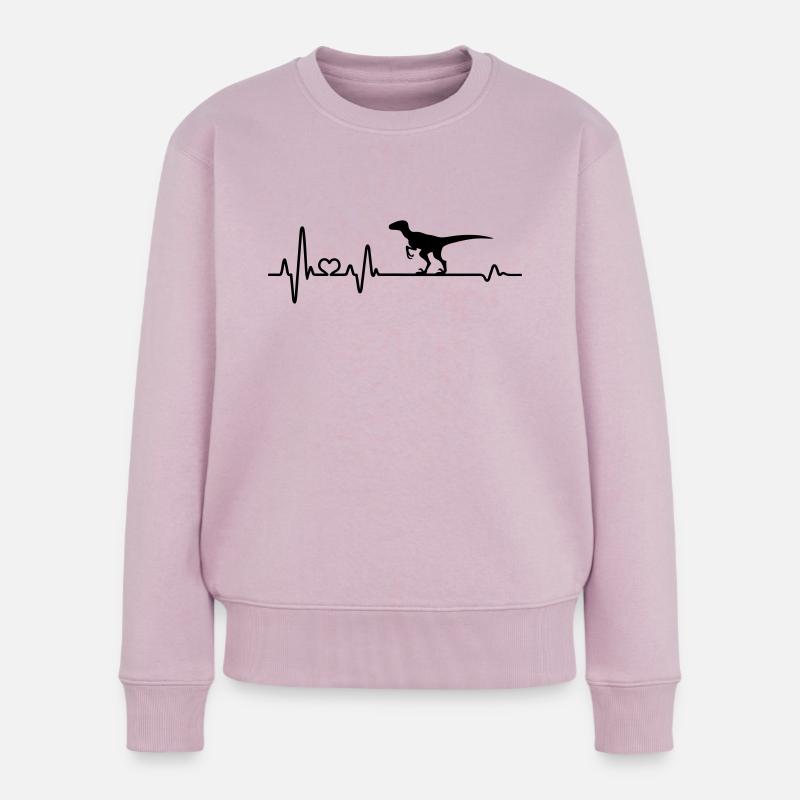 Herzschlag Dinosaurier Velociraptor Dino Urzeit - Frauen Premium Bio Pullover - Altrosa