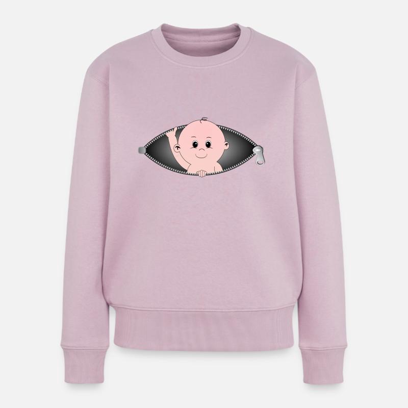 Enfant sortant d'une poche zippée - Pull Premium bio Femme - rose poudré