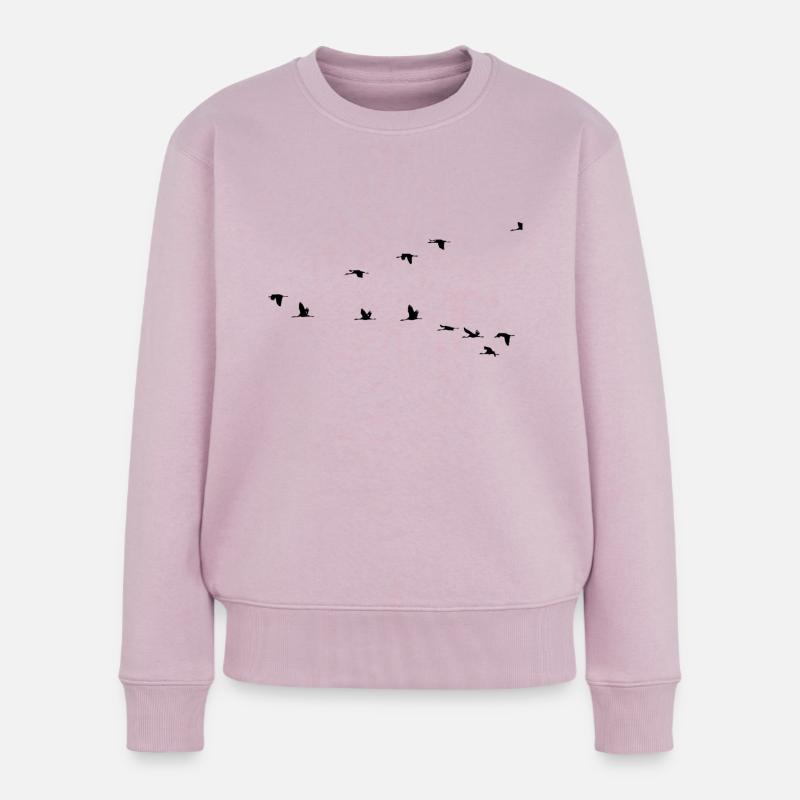 Vögel - Frauen Premium Bio Pullover - Altrosa
