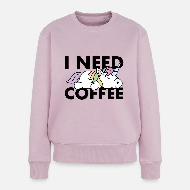 Lustiges Einhorn ich brauche Kaffee - Frauen Premium Bio Pullover - Altrosa