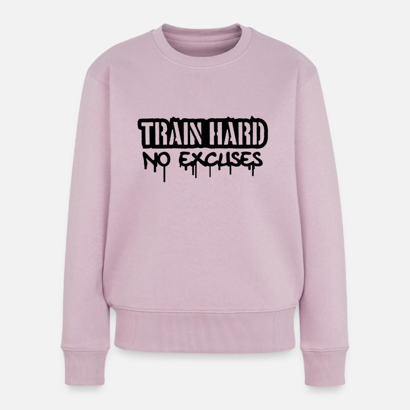Train Hard No Excuses Logo - Frauen Premium Bio Pullover - Altrosa