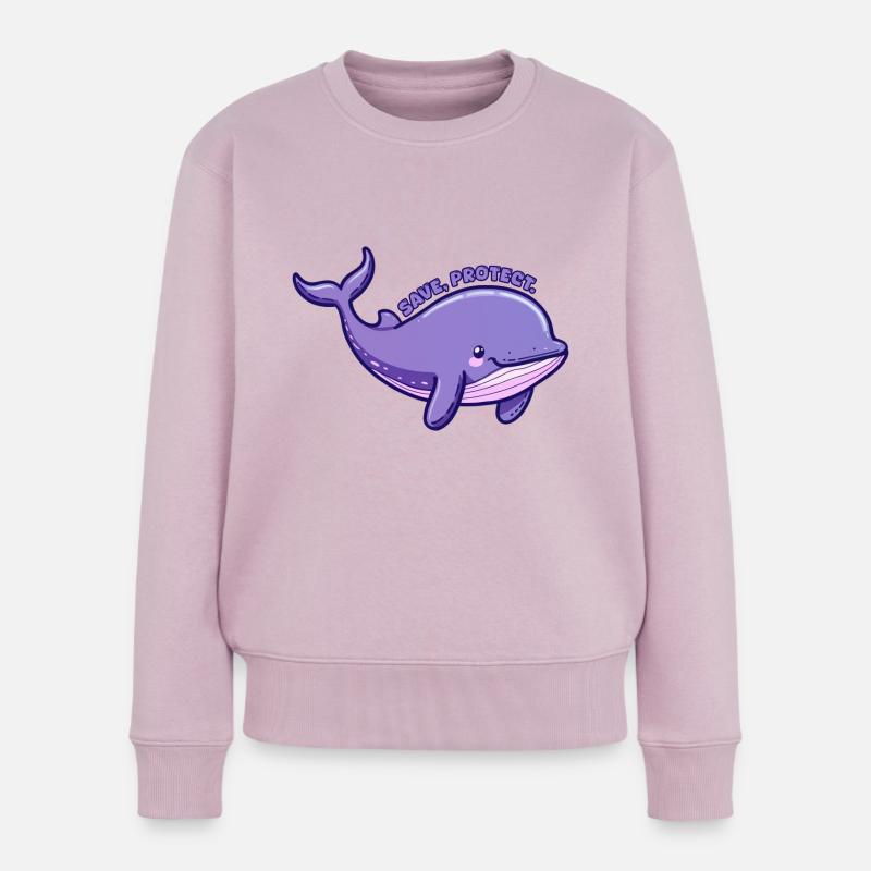 Save Protect - Baleine violette - Sticker - Pull Premium bio Femme - rose poudré