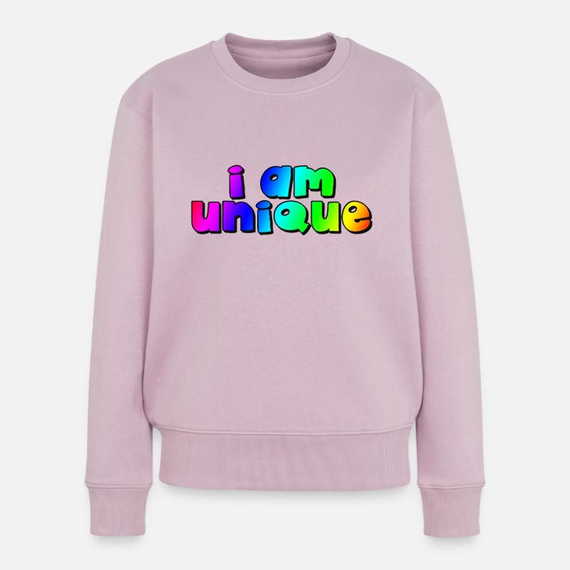 I AM UNIQUE Ich bin einzigartig / rainbow - Frauen Premium Bio Pullover - Altrosa
