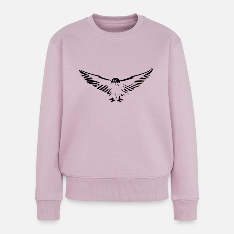 Fliegender Adler öffnet seine Flügel stilisiert einfach - Frauen Premium Bio Pullover - Altrosa