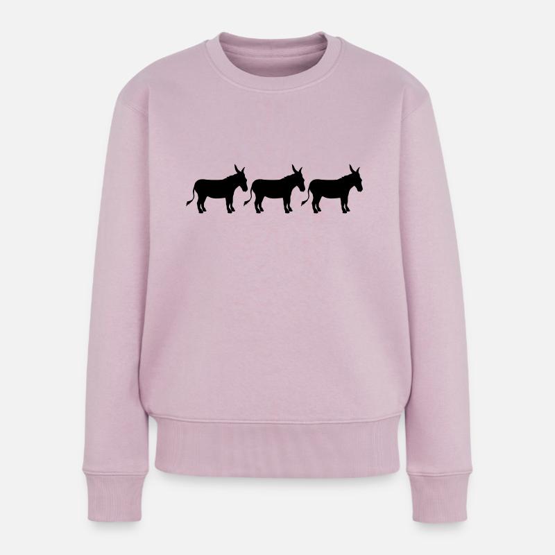 3 freunde crew party reihe esel pferd pony klein p - Frauen Premium Bio Pullover - Altrosa