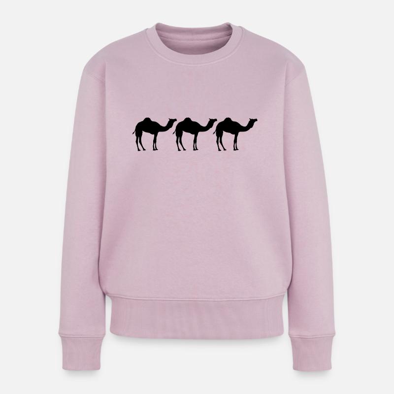 Kamele Karawane Wüste Drei Schwarz Cool Silhouette - Frauen Premium Bio Pullover - Altrosa
