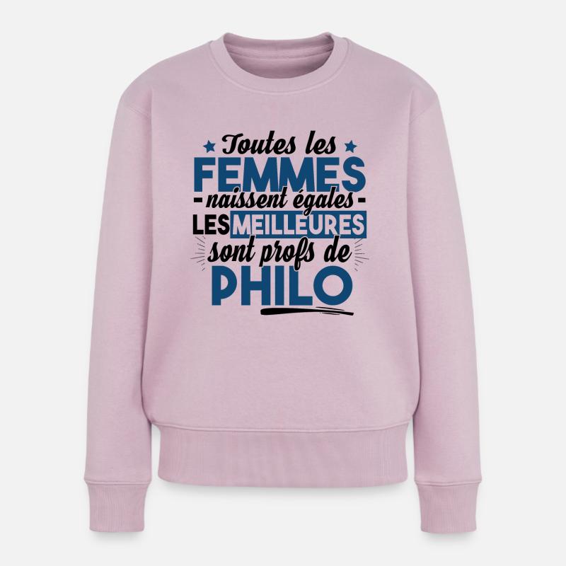 Prof Professeur Philo Philosophie Collège Lycée - Pull Premium bio Femme - rose poudré