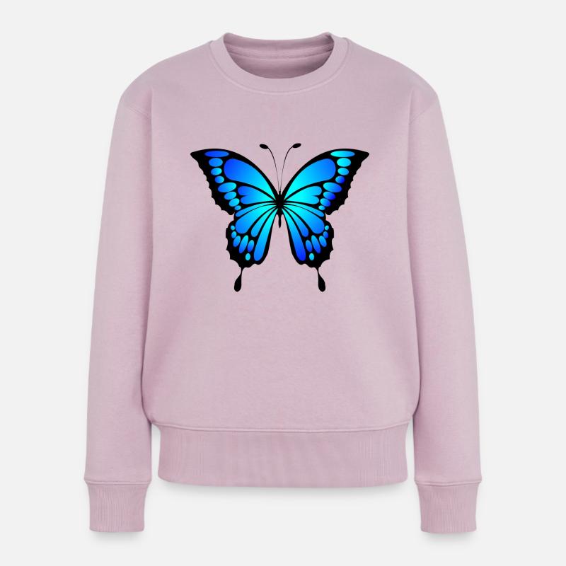 Blauer Schmetterling Geschenk idee - Frauen Premium Bio Pullover - Altrosa