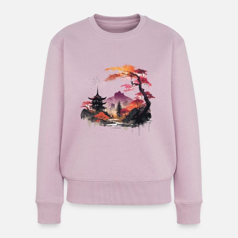 Asiatische Landschaft - Frauen Premium Bio Pullover - Altrosa