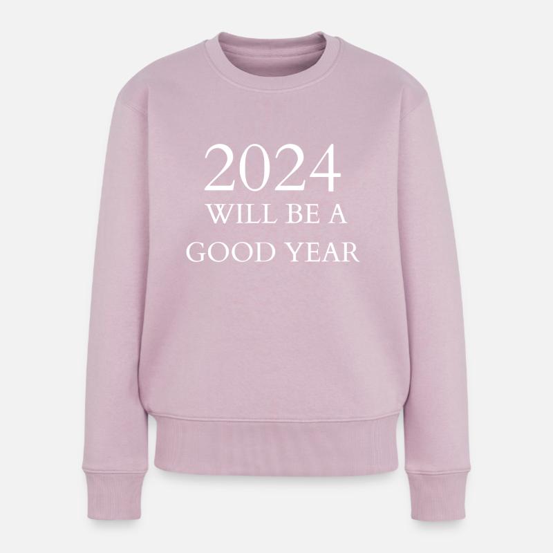 2024 WIRD EIN GUTES JAHR, WEISSE SCHRIFT - Frauen Premium Bio Pullover - Altrosa