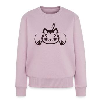 Chat mignon - Pull Premium bio Femme - rose poudré - Devant - Julia (174cm)