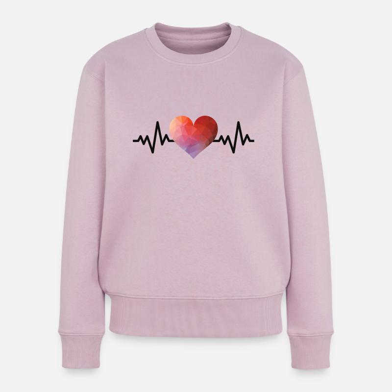 Ekg Linie - Herz geometrisch - Frauen Premium Bio Pullover - Altrosa