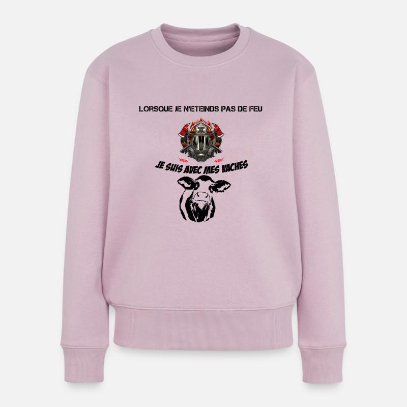Feuerwehrmann mit meinen Kühen - Frauen Premium Bio Pullover - Altrosa