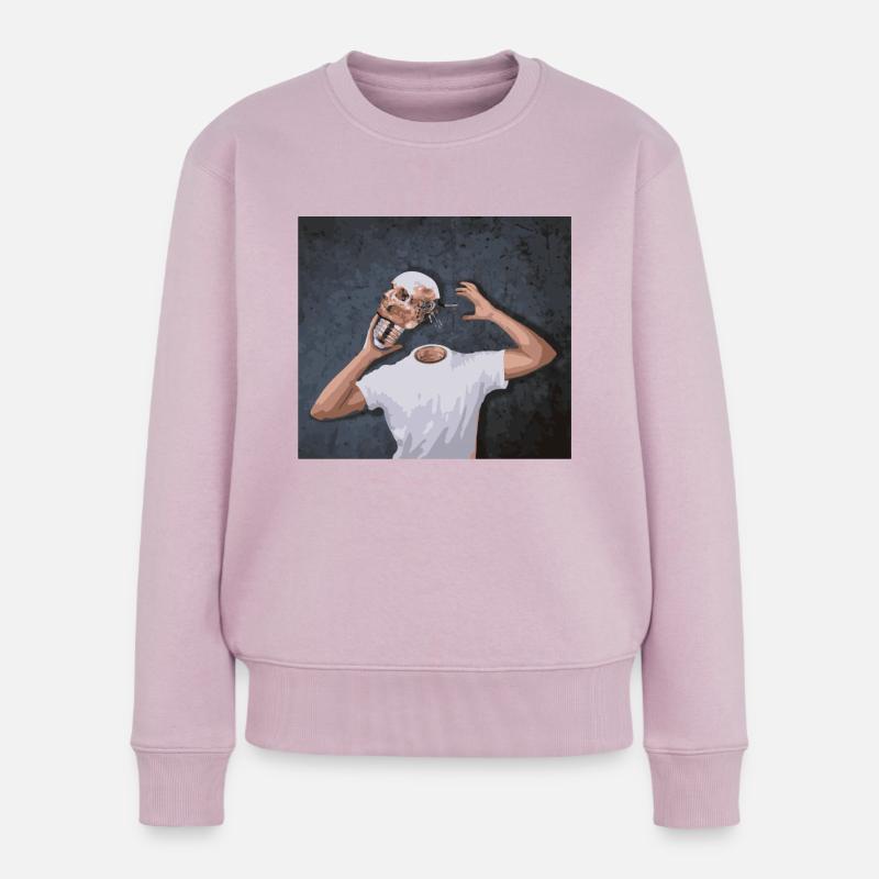 Schädel in der Hand - Frauen Premium Bio Pullover - Altrosa