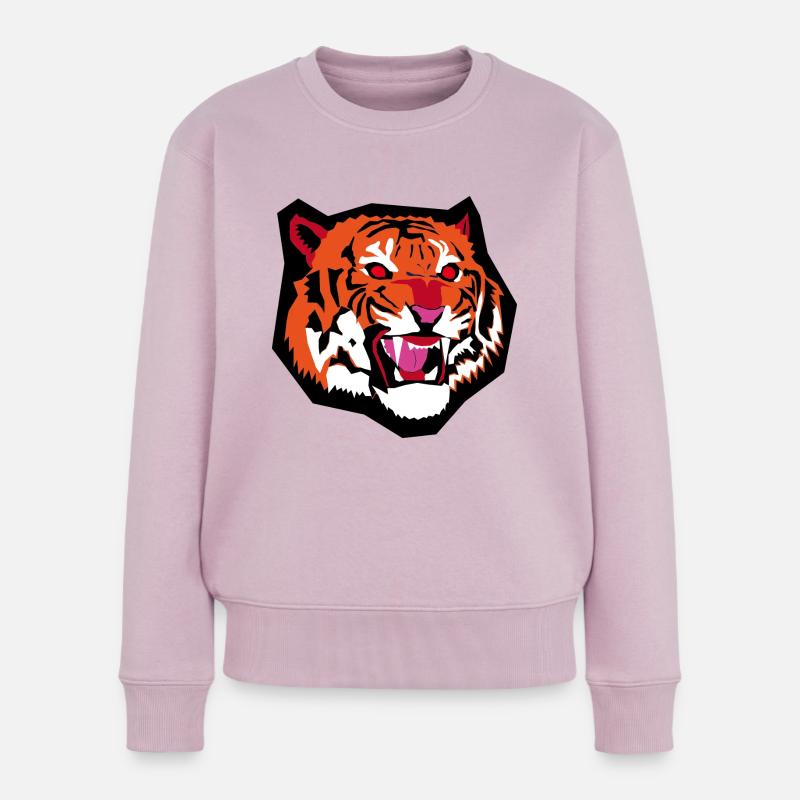 Tigerkopf - Frauen Premium Bio Pullover - Altrosa