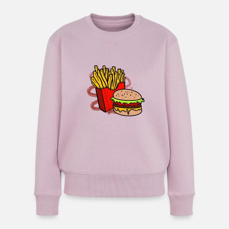 Pommes und Burger - Frauen Premium Bio Pullover - Altrosa