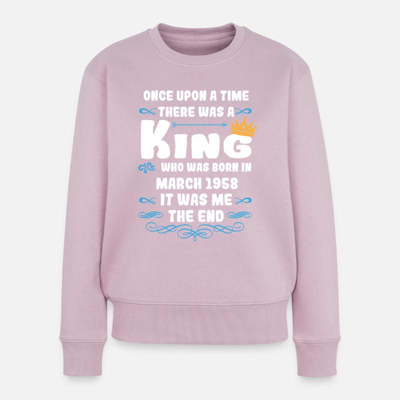Es war einmal ein König. März 1958 Geburtstag - Frauen Premium Bio Pullover - Altrosa