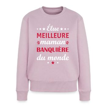 Élue meilleure maman banquière, fête des mères - Pull Premium bio Femme - rose poudré - Devant - Julia (174cm)