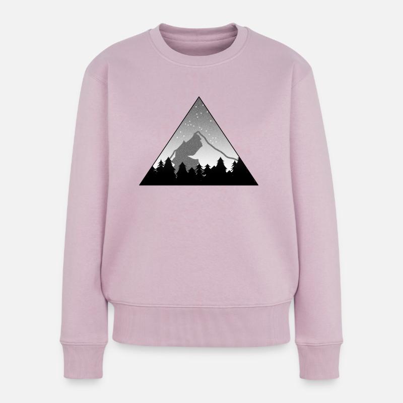 Wald Berg Sterne Bäume - Frauen Premium Bio Pullover - Altrosa