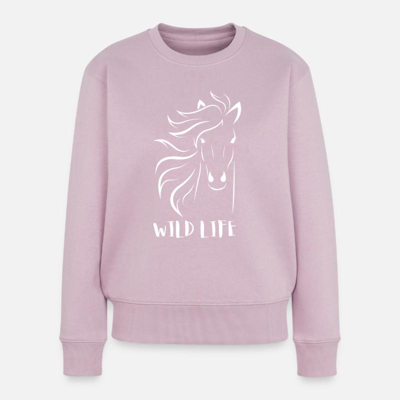PFERD WILDES LEBEN - Frauen Premium Bio Pullover - Altrosa