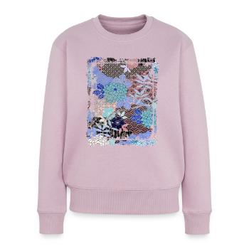 Japanisches Blumenmuster Chrysanthemenkirsche - Frauen Premium Bio Pullover - Altrosa - Vorne - Julia (174cm)