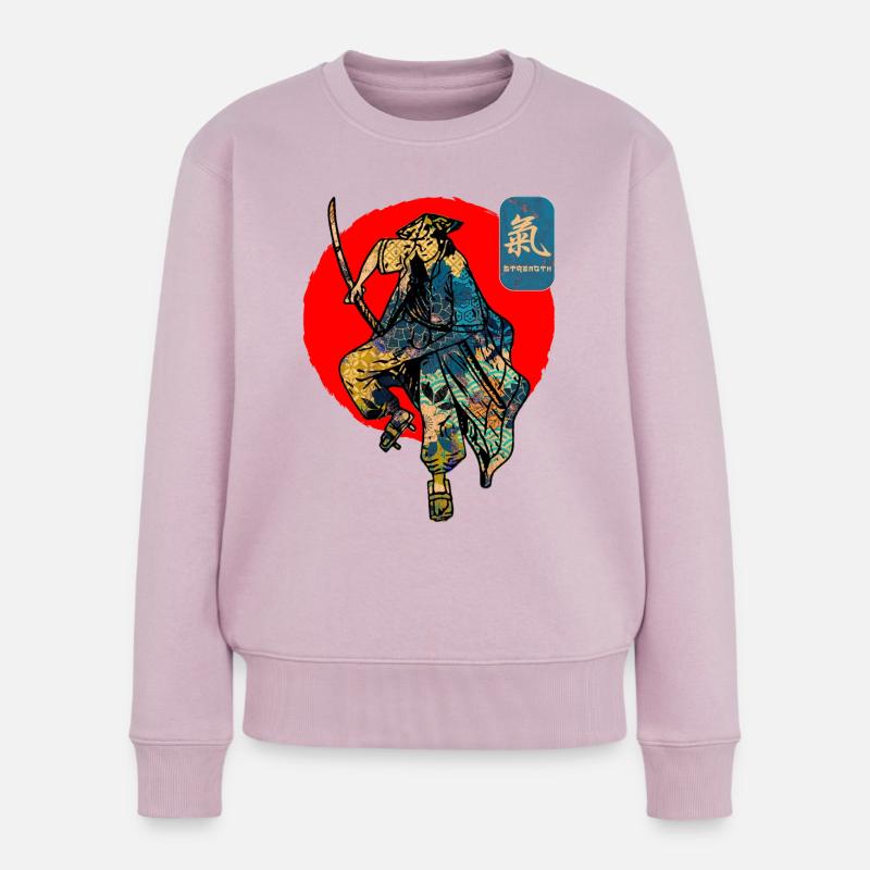 Samurai Krieger Schwert Japanische Kunst Stärke Kanji - Frauen Premium Bio Pullover - Altrosa