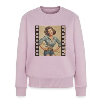Qu’est-ce qu’il ya? - Pull Premium bio Femme - rose poudré - Devant - Julia (174cm)