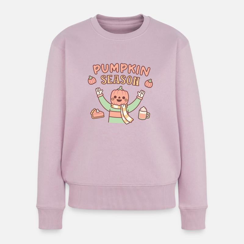 Lustige Kürbissaison Jack O Lantern - Frauen Premium Bio Pullover - Altrosa
