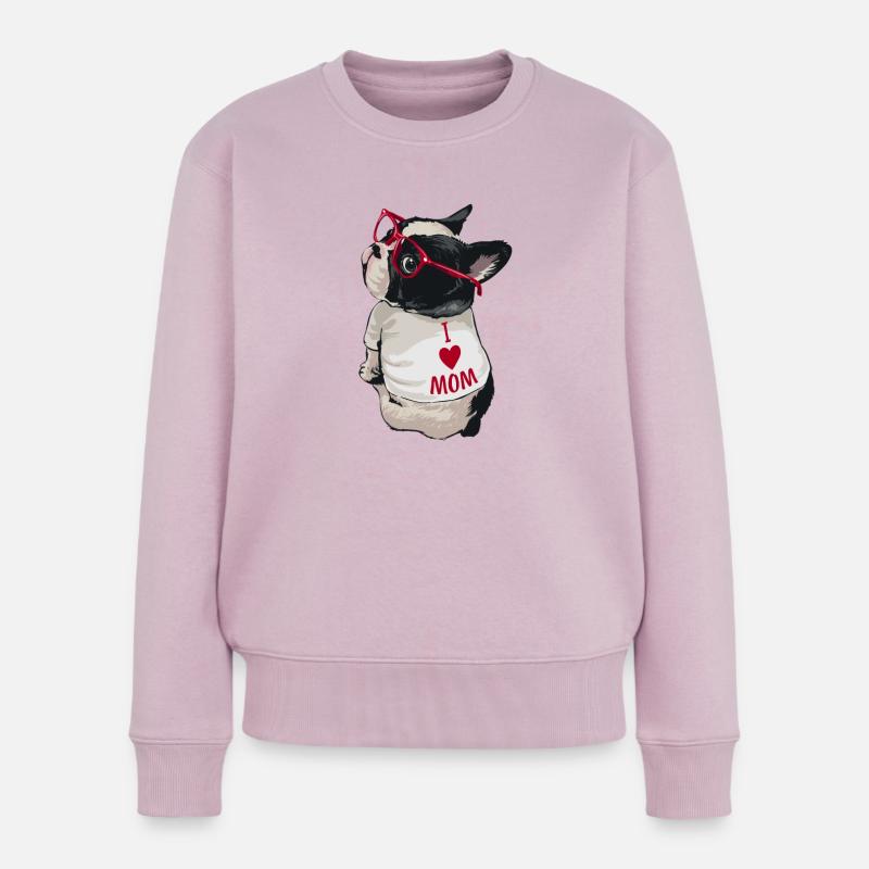 Boston Terrier - Frauen Premium Bio Pullover - Altrosa