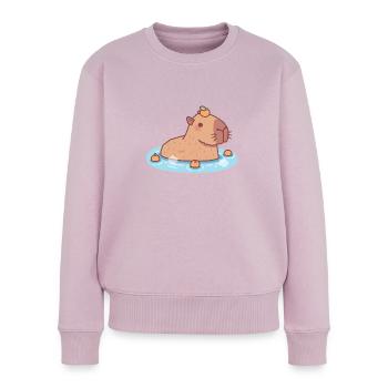 Cute Capybara Chilling In Hot Spring - Women's Premium Organic Jumper - dusky pink - Front - Julia (174cm)