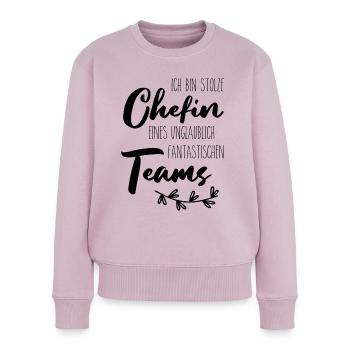 Ich bin stolze Chefin eines fantastischen Teams - Frauen Premium Bio Pullover - Altrosa - Vorne - Julia (174cm)
