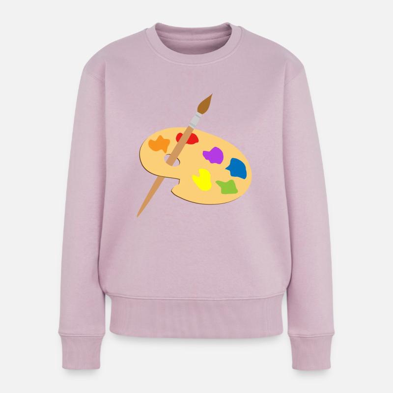 Farbpalette und Pinsel - Frauen Premium Bio Pullover - Altrosa