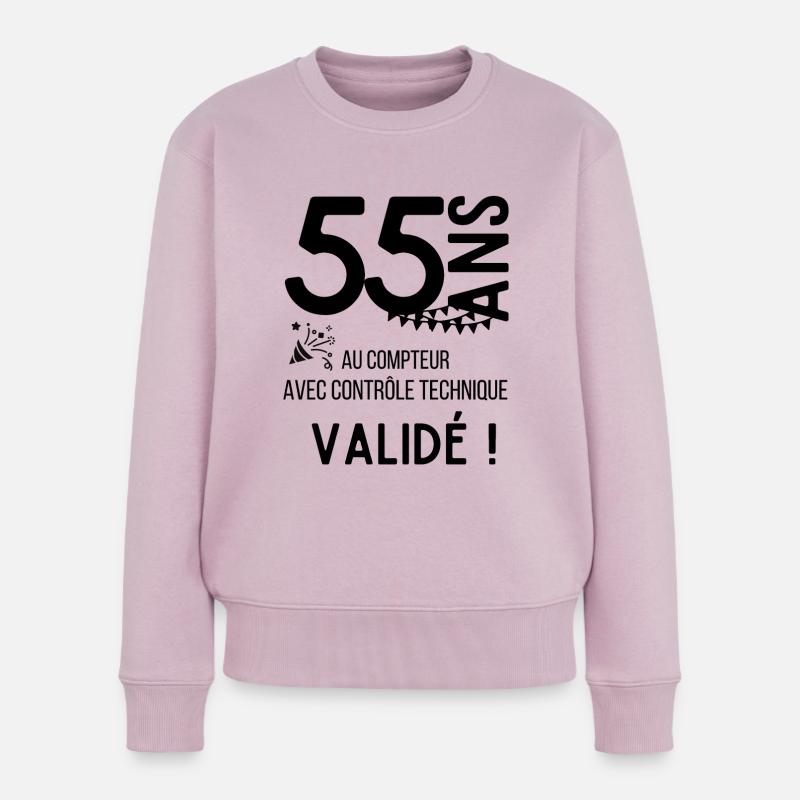 55 ans validé - Pull Premium bio Femme - rose poudré