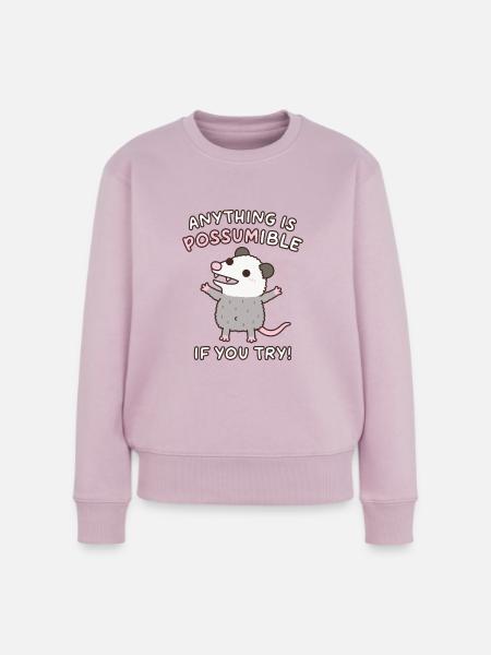 Niedliches Opossum alles ist möglich, wenn Sie es versuchen - Frauen Premium Bio Pullover - Altrosa
